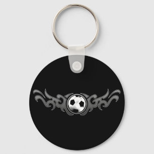 Chaveiro tribal do cinza das chamas do futebol
