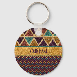 Chaveiro Tribal Triangles Chevrons Faux Glitter Foil