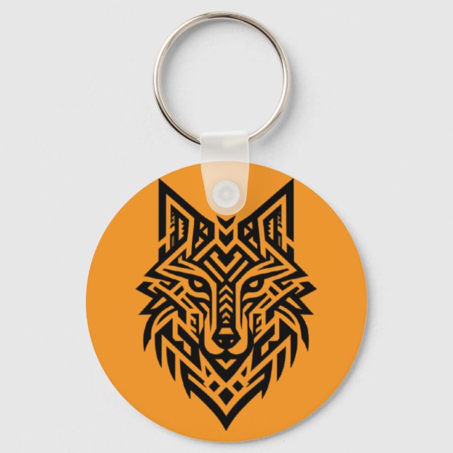 Chaveiro Tribal Wolf Head Keychain – Bold & Wild Style (Frente)