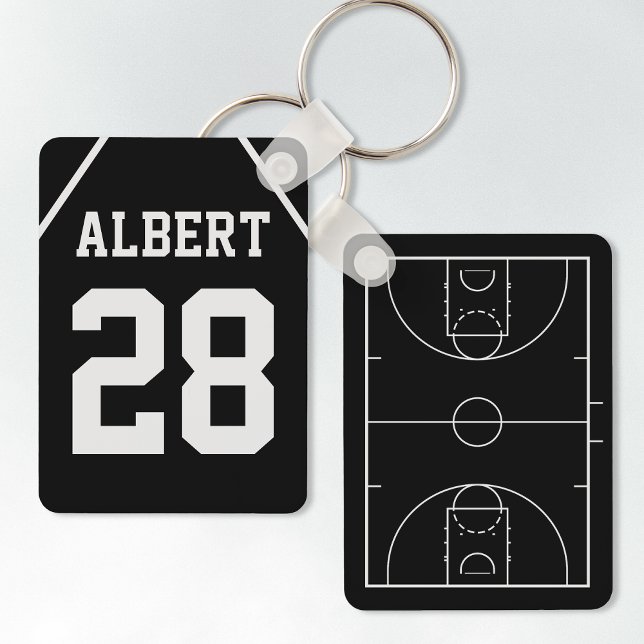 Chaveiro Tribunal de Basquete Preto e Branco Personalizado  (Criador carregado)