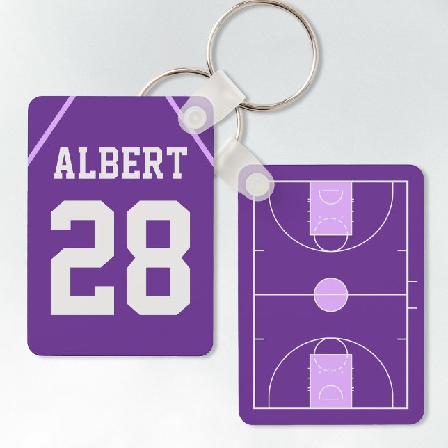 Chaveiro Tribunal de Basquete Purple Personalizado com Nome (Criador carregado)