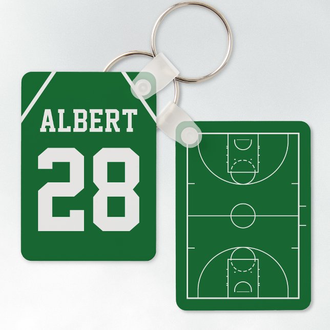 Chaveiro Tribunal Personalizado de Basquete Verde e Jersey (Criador carregado)