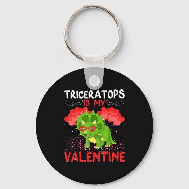 Chaveiro Triceratops Is My Valentine Funny Triceratops Vale (Frente)