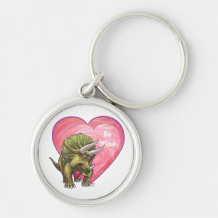 Chaveiro Triceratops Rosa vermelha Coração