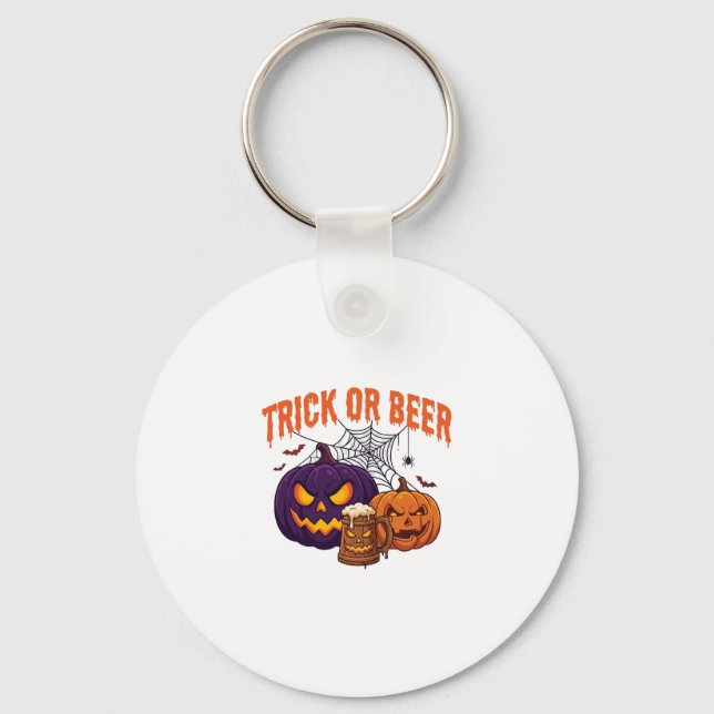 Chaveiro Trick Or Beer Halloween Abóboras Caneca Teia de Ar (Frente)