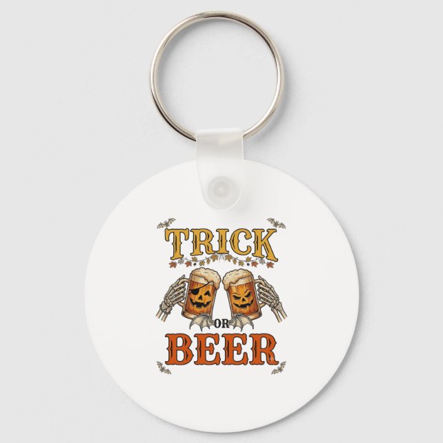 Chaveiro Trick Or Beer Halloween Caneca de Abóbora Mãos de  (Frente)