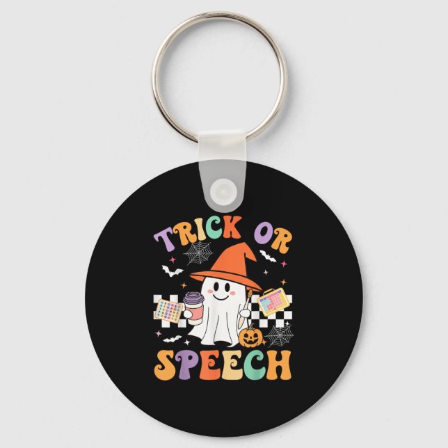 Chaveiro Trick Or Speech Halloween Slp Retro Speech Therapy (Frente)