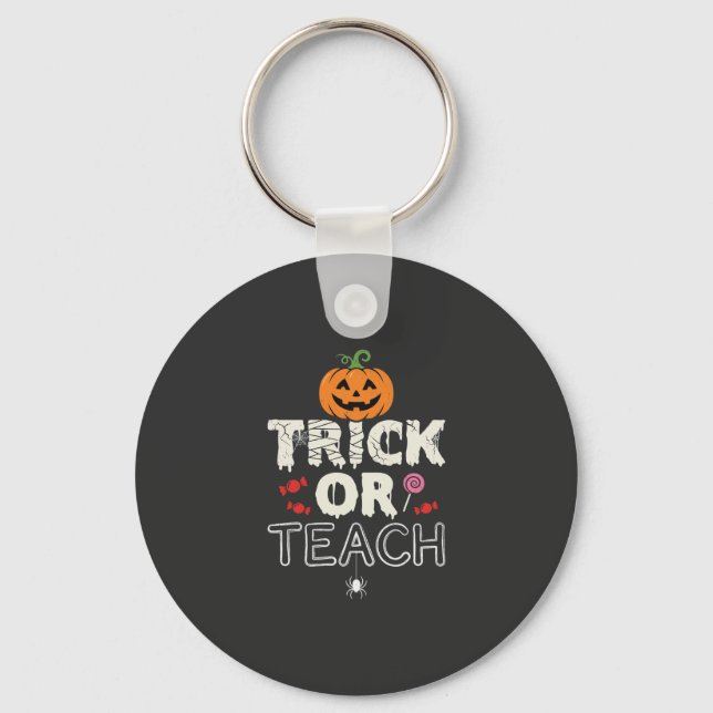 Chaveiro Trick or Teach Design de Professor de Halloween (2 (Frente)