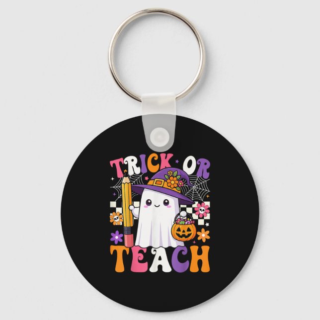 Chaveiro Trick Or Teach Professor Lápis Fantasma Funny Hall (Frente)