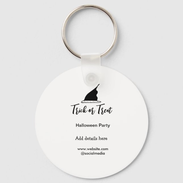 Chaveiro Trick ou trate o chapéu preto do Halloween w (Frente)