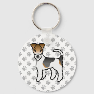 Chaveiro Tricolor Wire Fox Terrier Cute Cartoon Cão