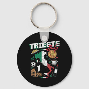 Chaveiro Trieste Itália Italia Bandeira Italiana Mapa Lembr