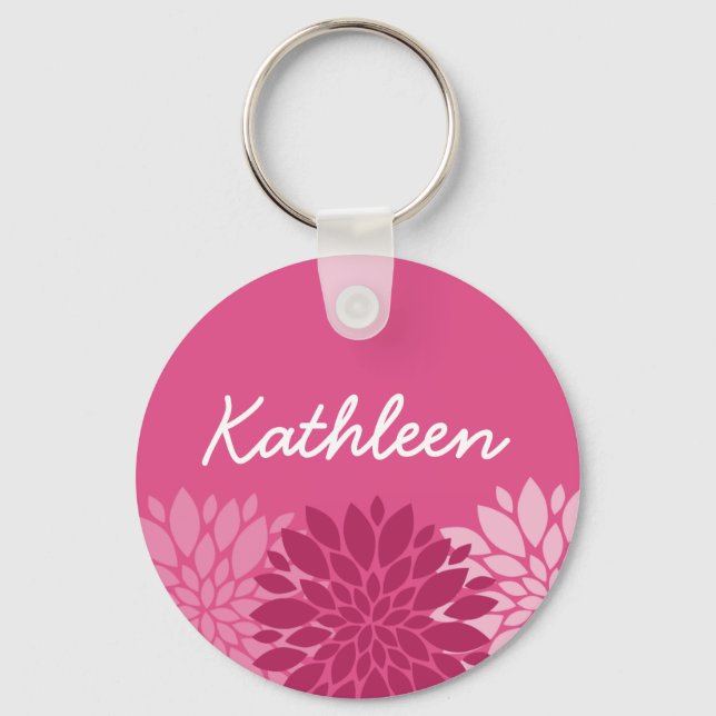 Chaveiro Trilha bonito rosa com nome (Frente)