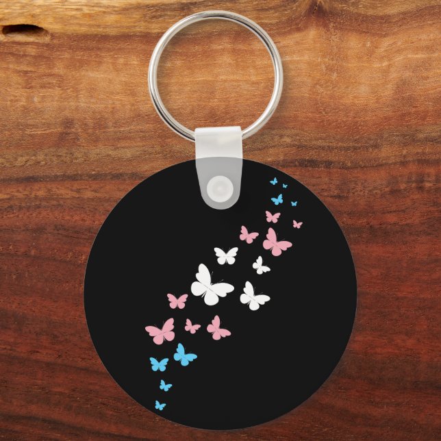 Chaveiro Trilha da Borboleta do Orgulho Transgênero (Frente)