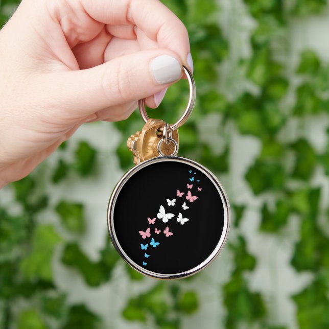 Chaveiro Trilha da Borboleta do Orgulho Transgênero (Mão)