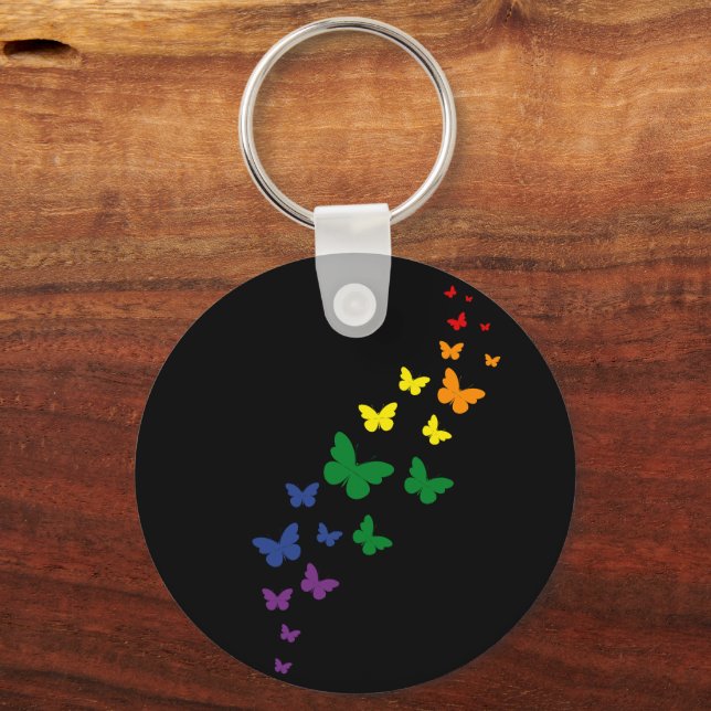 Chaveiro Trilha do Arco-íris LGBTQ Borboleta (Frente)