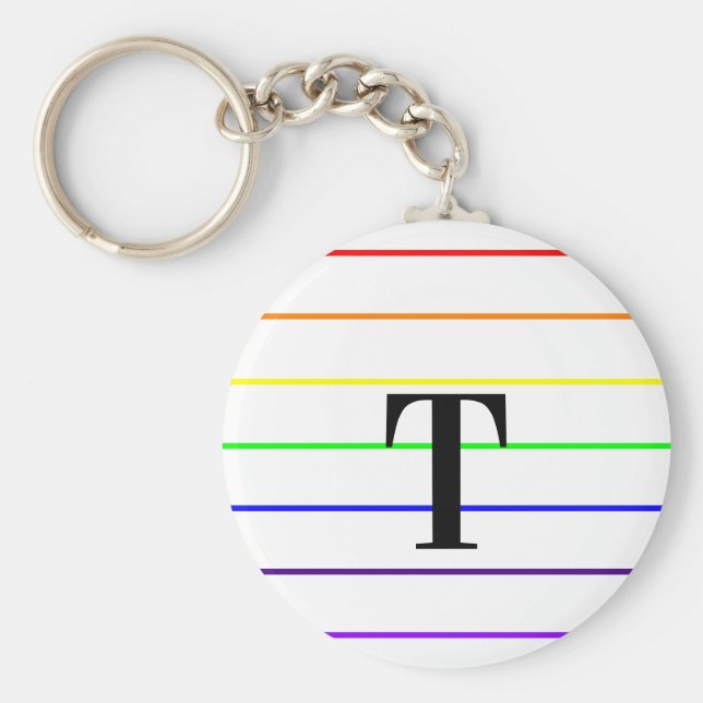 Chaveiro Trilhas de cor do arco-íris monograma (Frente)