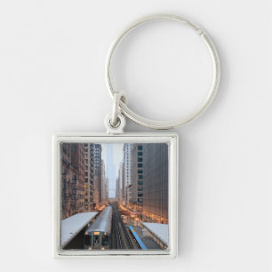 Chaveiro Trilho elevado em Chicago do centro sobre Wabash