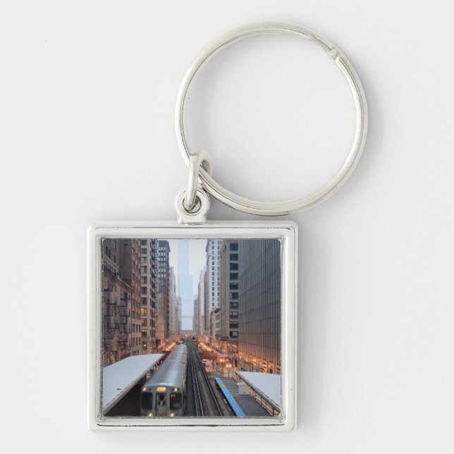 Chaveiro Trilho elevado em Chicago do centro sobre Wabash (Frente)