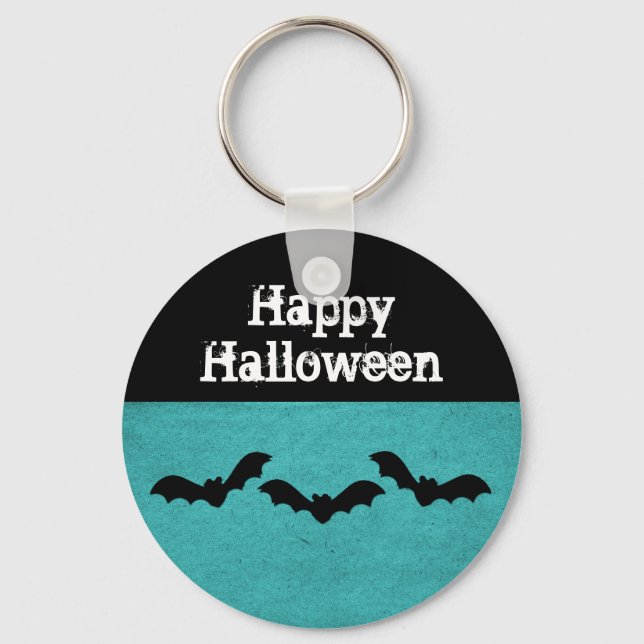 Chaveiro Trio de Bats Halloween Chaveiro, Teal (Frente)