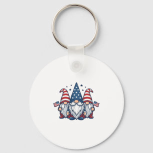 Chaveiro Trio de Gnomos Patrióticos Design Vetorial Vintage