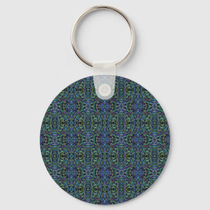 Chaveiro Trippy Blue Quilt Geométrico