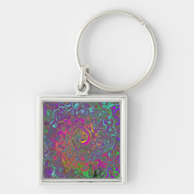 Chaveiro Trippy Hot Pink Abstrato Retro Liquid Swirl (Frente)