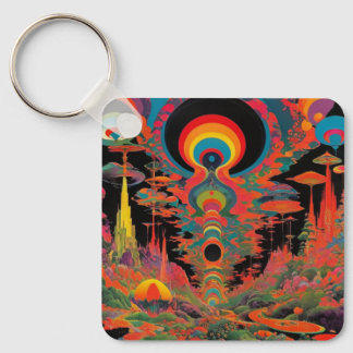 Chaveiro Trippy Vintage 1960s Psychedelic Retro Artwork