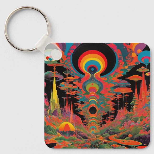 Chaveiro Trippy Vintage 1960s Psychedelic Retro Artwork (Frente)