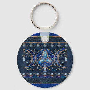 Chaveiro Triquetra Triple Moon Ornament com Moonstone