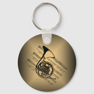 Chaveiro Trompa francesa com fundo da partitura