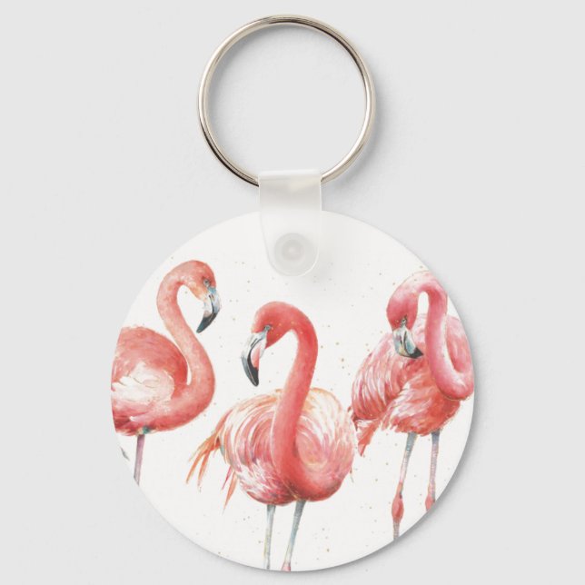 Chaveiro Tropical | Família de Flamingos (Frente)