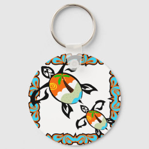 Chaveiro Tropical-impressão-tartaruga