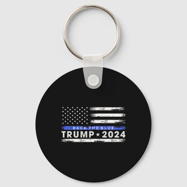 Chaveiro Trump 2024 Back The Blue Thin Blue Line American (Frente)