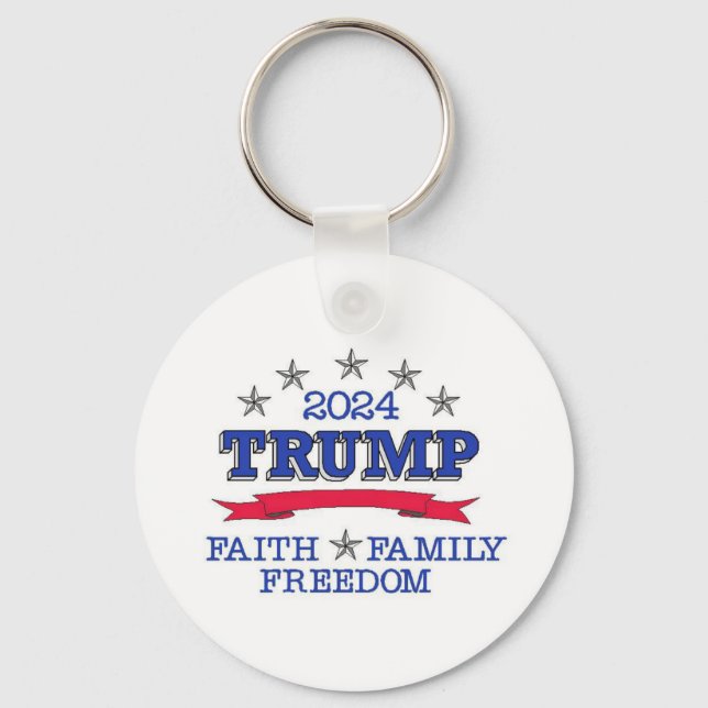 Chaveiro Trump 2024 Faith Family Freedom (Frente)