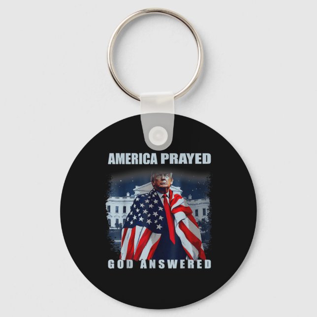 Chaveiro Trump America Rezou Deus Respondeu (Frente)