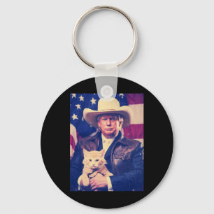 Chaveiro Trump Cat Shirt Engraçado Cowboy Donald Trump 2024