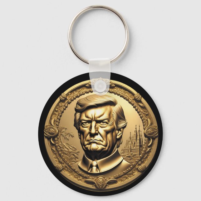 Chaveiro TRUMP CGI Colecionável Dourado Arte-Moedas Doubloo (Frente)