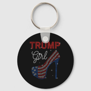 Chaveiro Trump Girl High Heel Rhinestone USA Flag Trump