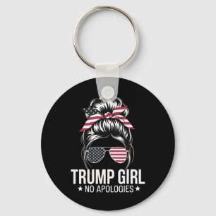 Chaveiro Trump Girl Messaging Bun American Flag Sungles Pat