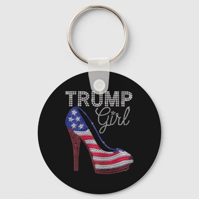 Chaveiro Trump Girl Stilettos High Heel American Flag Bling (Frente)