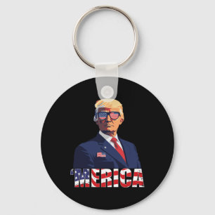 Chaveiro Trump Happy 4 De Julho Trump American Flag 1