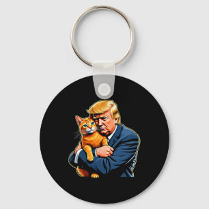 Chaveiro Trump Hugging Orange Cat Funny 2024 Meme Eleitoral