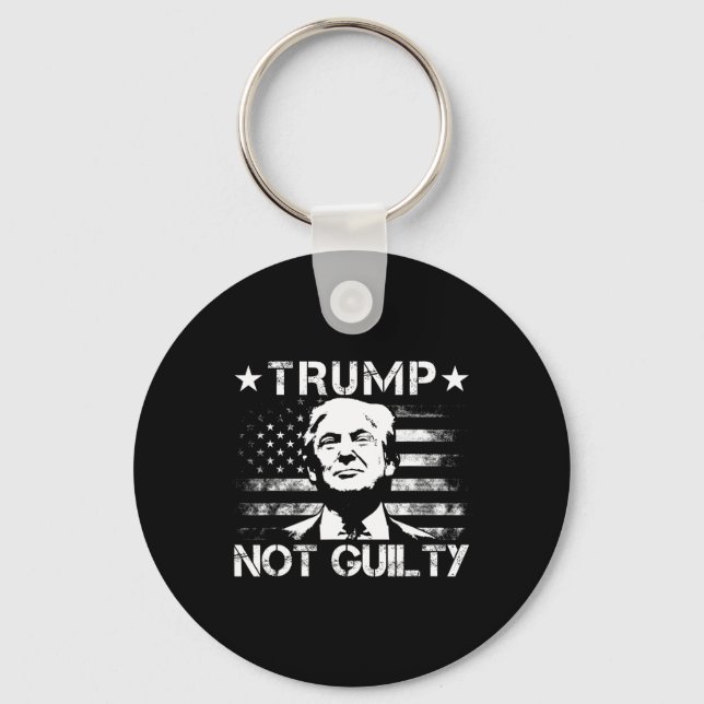 Chaveiro Trump Não Culpado Apoiador do Trump Bandeira Ameri (Frente)