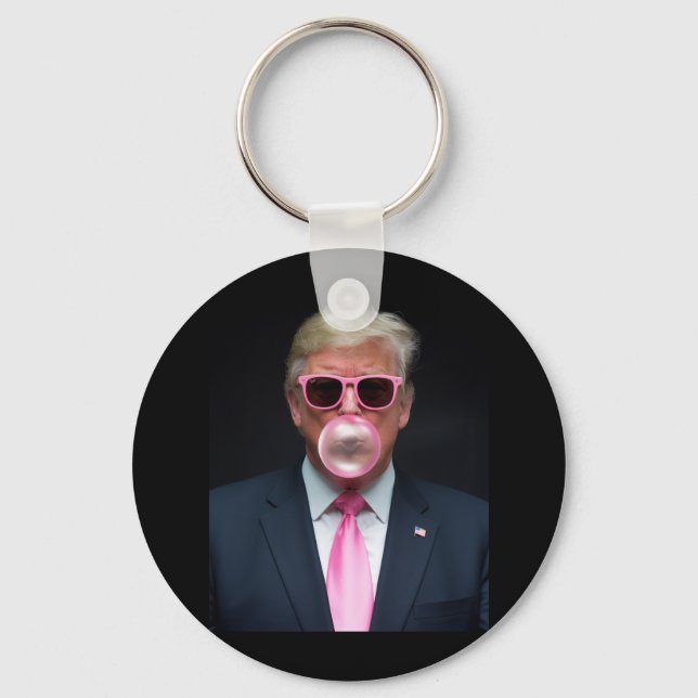 Chaveiro Trump Pink Bubble Gum Presidente 47 EUA (Frente)
