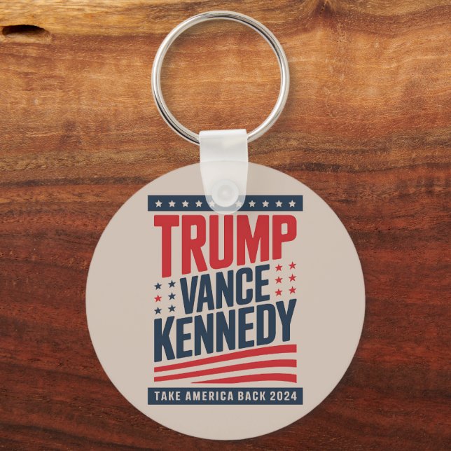 Chaveiro Trump Vance Kennedy Devolvam a América 2024  (Frente)