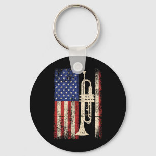 Chaveiro Trumpet Eua American Flag Shirt Jazz Music Vintage
