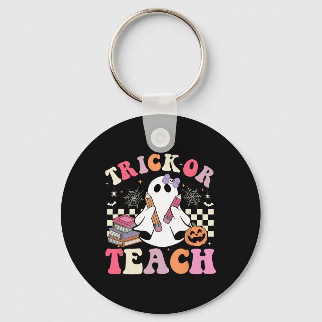 Chaveiro Truque De Halloween Ou Cuta De Retrô De Ensino De  (Frente)