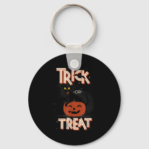 Chaveiro Truque Ou Tratar Gato Negro No Halloween De Abóbor