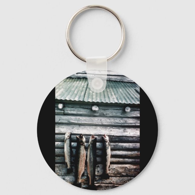 Chaveiro Truta Steelhead ou Arco-Íris pendurado ao lado o (Frente)